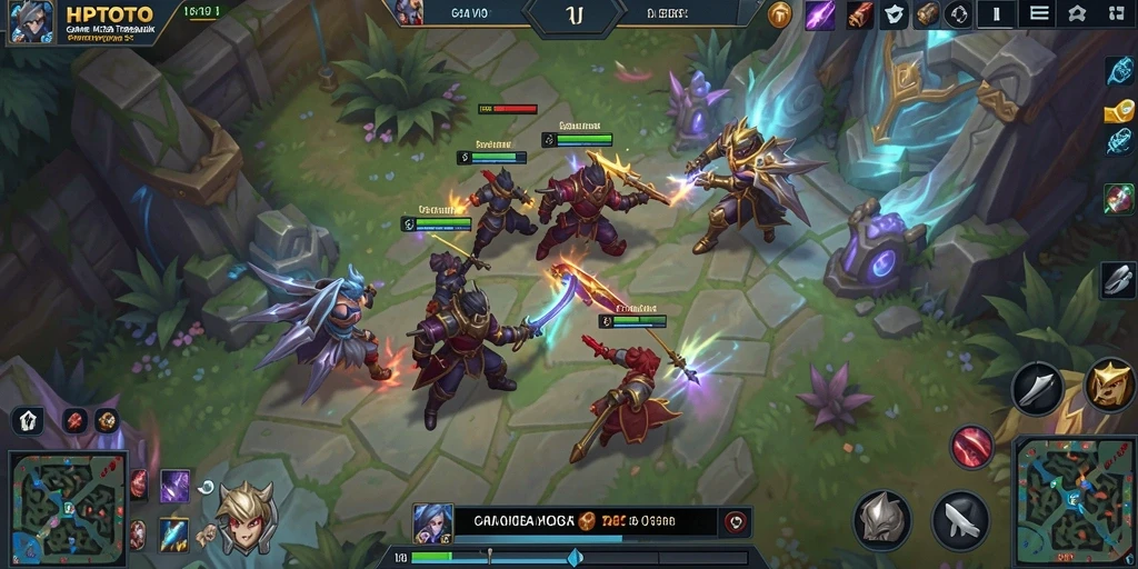 Tampilan seru dari gameplay HPTOTO dalam aksi MOBA.
