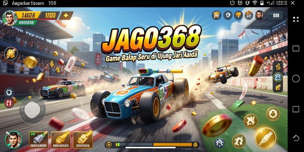 Tampilan gameplay seru dari JAGO368 yang menunjukkan aksi balap menegangkan.