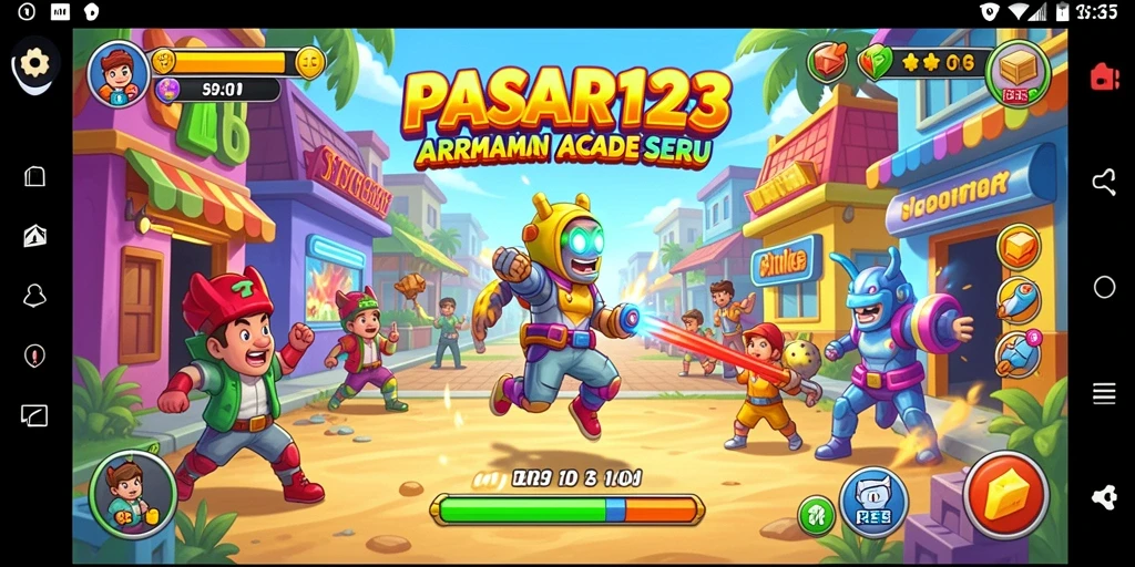 Tampilan gameplay seru dan interaktif dalam PASAR123.
