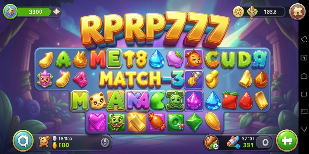 Tampilan gameplay RPRP777 yang seru dengan objek Match-3